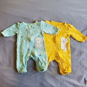 Carter's Newborn Size Footie Sleepers Set of 2